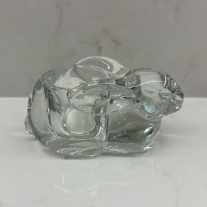 Vintage Heavy Glass Rabbit Figurine Candle Holder By Indiana Glass Easter Spring